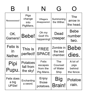 The Battle of PewDiePie Land Bingo Card