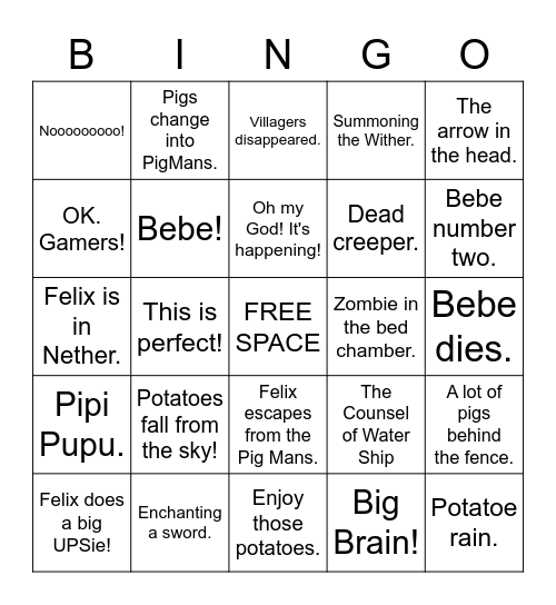 The Battle of PewDiePie Land Bingo Card