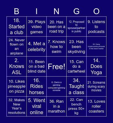 FRIDAY FUN ACTIVITY! Bingo Card