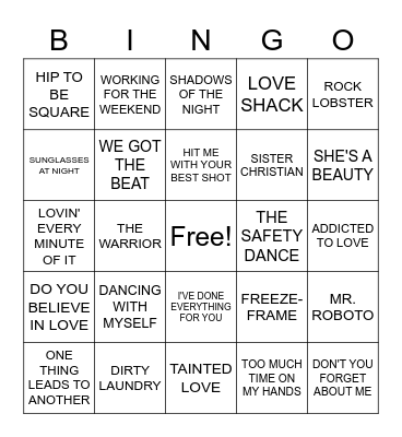 80'S Bingo Card