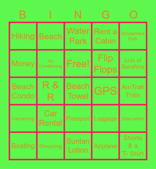 Summer! Bingo Card