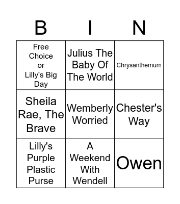 1st Grade Bingo Card