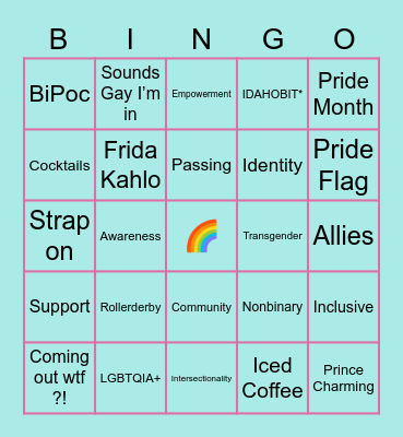 Pride Bingo Card