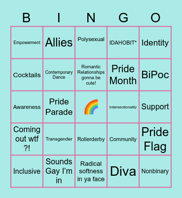 Pride Bingo Card