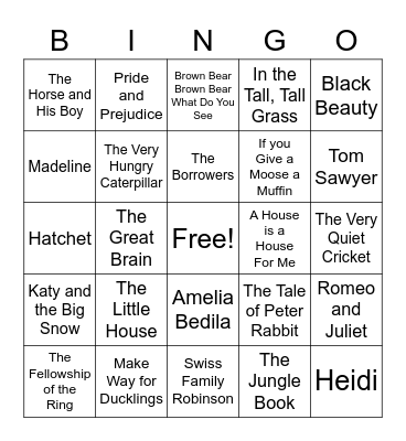 Book Title Bingo Card