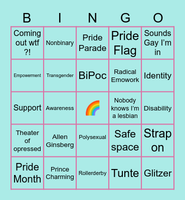 Pride Bingo Card