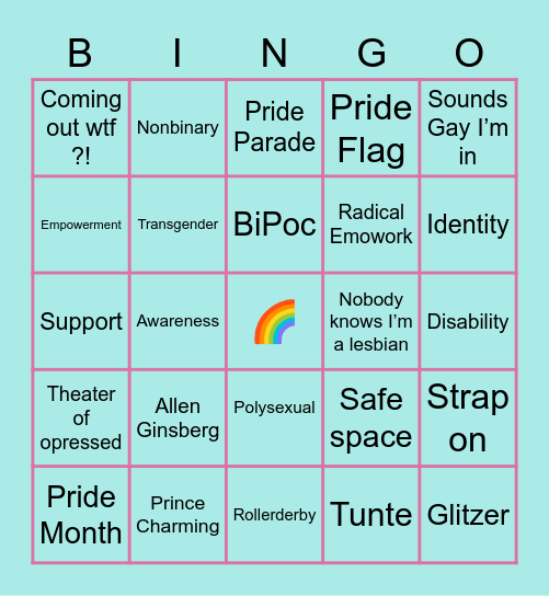 Pride Bingo Card