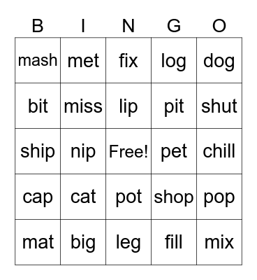 Fundations Bingo Card