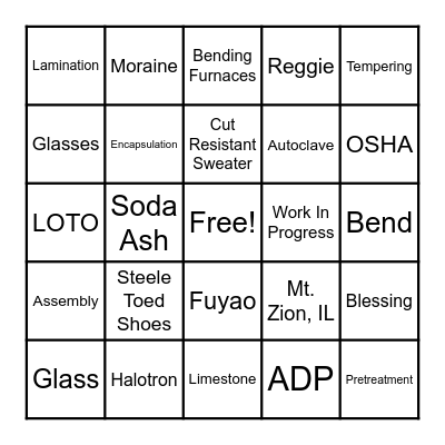 Fuyao Bingo Card