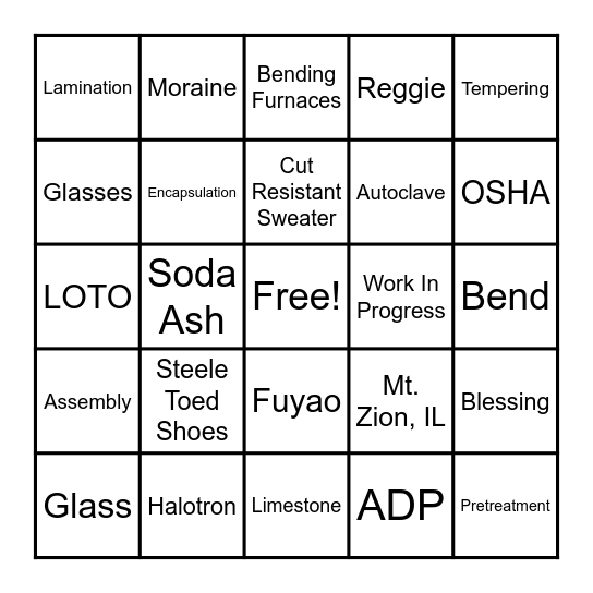 Fuyao Bingo Card