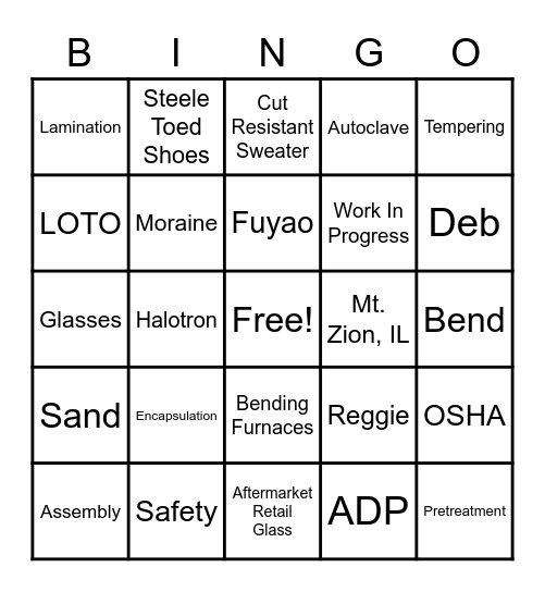 Fuyao Bingo Card