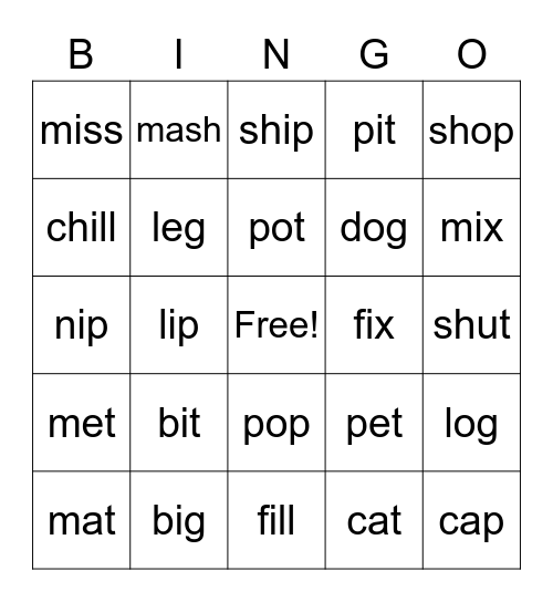 Fundations Bingo Card