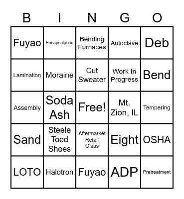 Fuyao Bingo Card