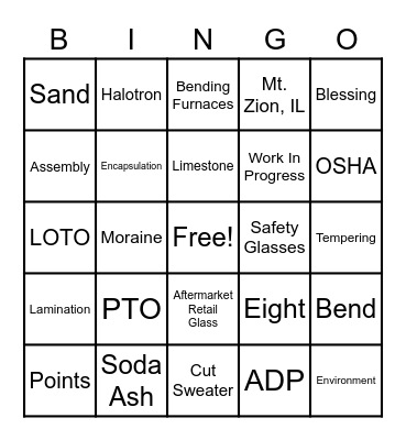 Fuyao Bingo Card
