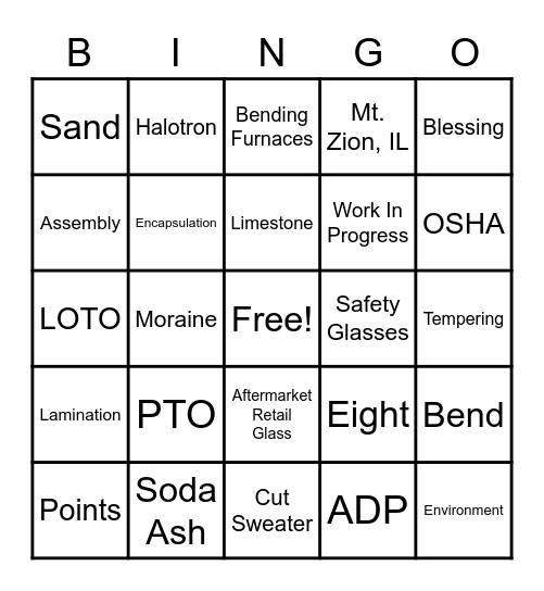 Fuyao Bingo Card