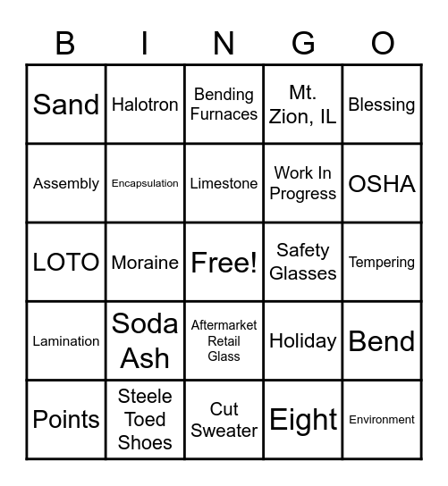 Fuyao Bingo Card