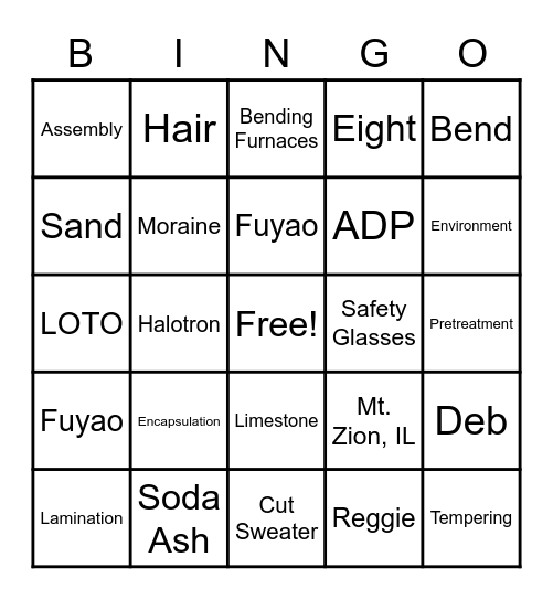 Fuyao Bingo Card