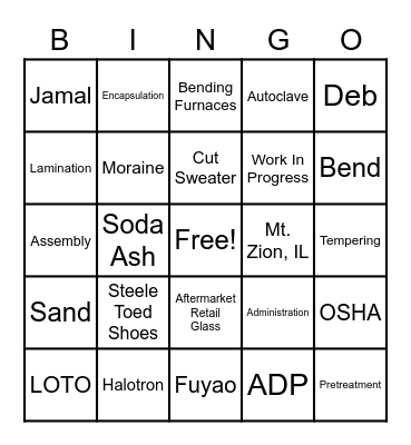 Fuyao Bingo Card