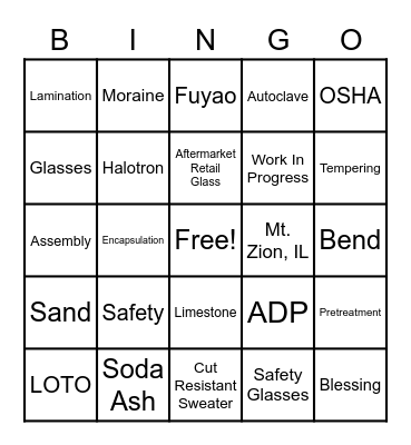Fuyao Bingo Card