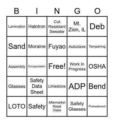 Fuyao Bingo Card