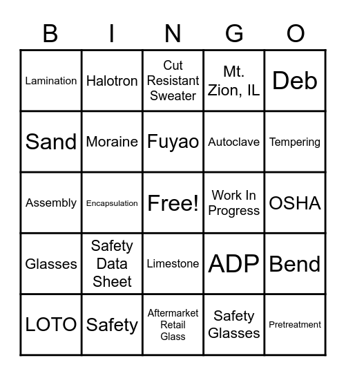 Fuyao Bingo Card