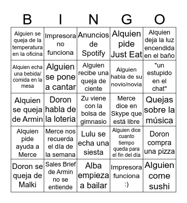 Bingo de la oficina Bingo Card