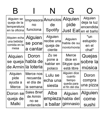 Bingo de la oficina Bingo Card