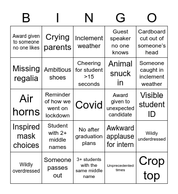 Hooding Bingo Card