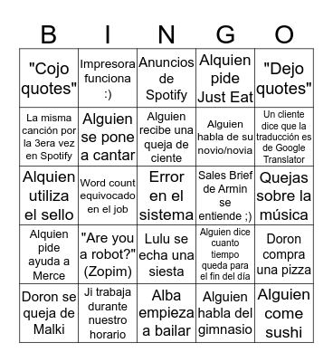 Bingo de la oficina Bingo Card