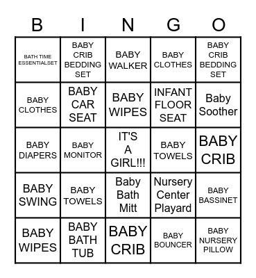 Baby Banas Bingo Card