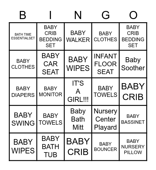 Baby Banas Bingo Card