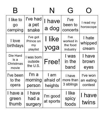 People Bingo Card