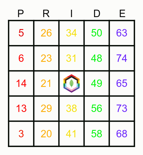 PRIDE BINGO Card