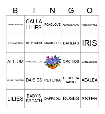 Flowers Bingo! Bingo Card