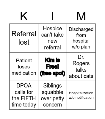 Kimberly's Bingo Card