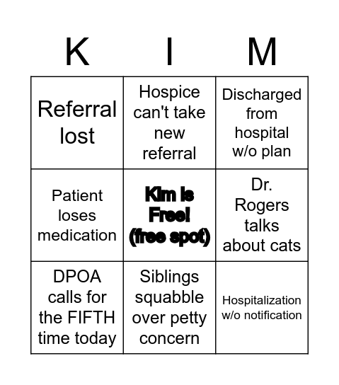 Kimberly's Bingo Card