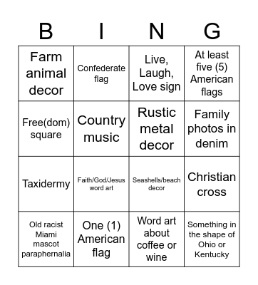 SW Ohio House Bingo Card