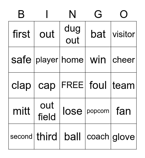 BASEBALL Bingo Card