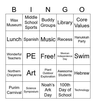 Lippman Last TGIS Bingo Card