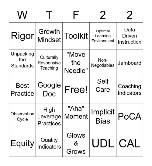 Buzzword BINGO Card