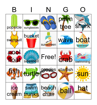 Beach Bingo Card