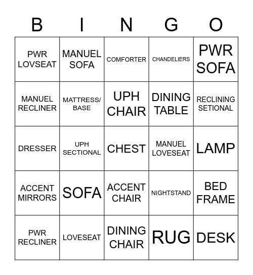 MEMORIAL DAY CLEARANCE EVENT Bingo Card