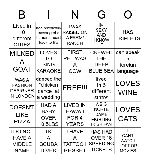 FIND SOMEONE WHO........ Bingo Card