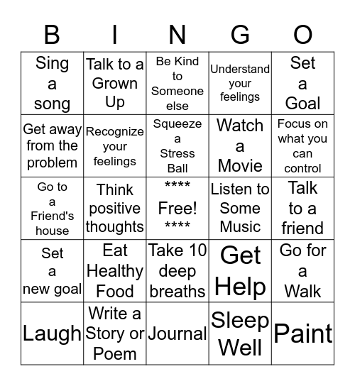 How to Cope Bingo Card