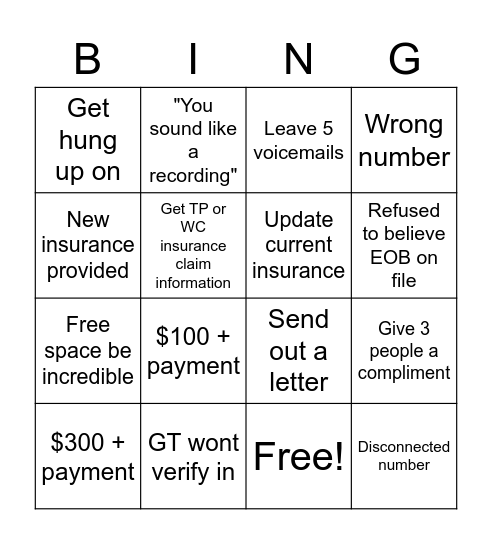 North Memorial Bingo Card