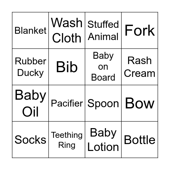 BABY BINGO Card