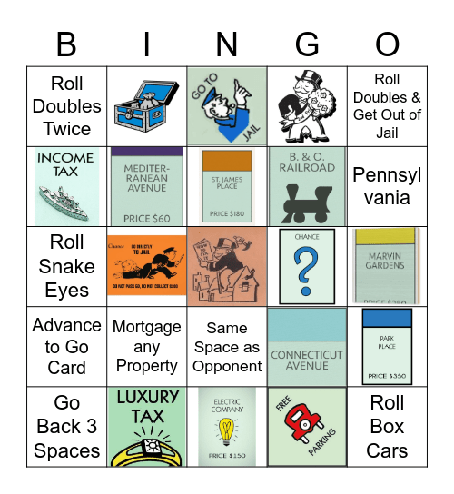 MONOPOLY Bingo Card