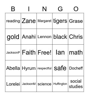 Three Trails Bingo Card