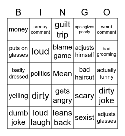 Dad Bingo Card