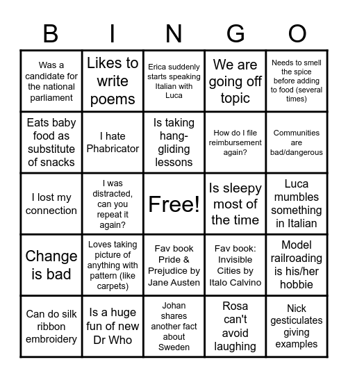 Community Relations Specialists Bingo Card